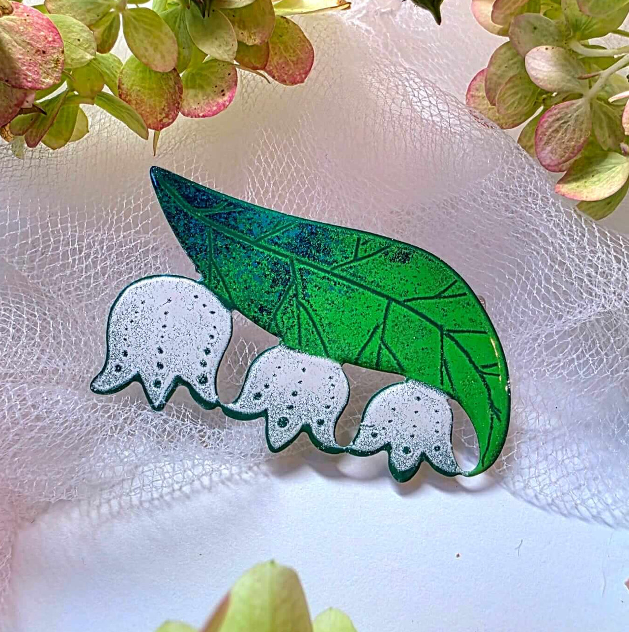 Brosche Maiglöckchen