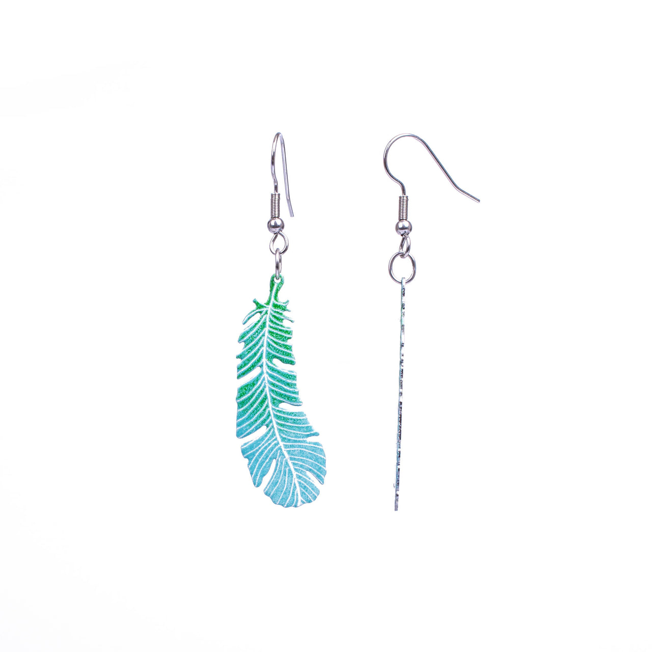 Light Turquoise Feather Earrings