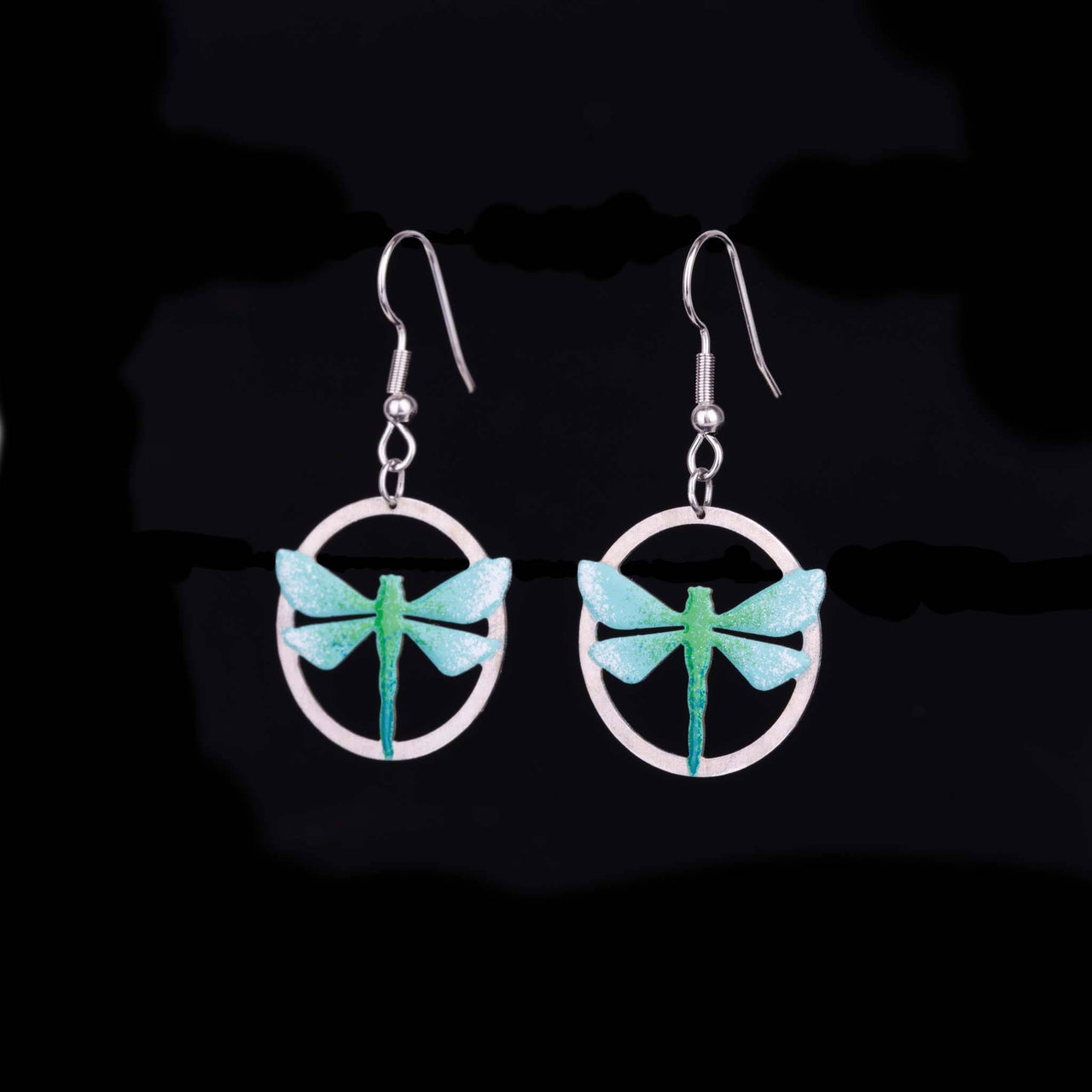 Turquoise Dragonfly Round Earrings