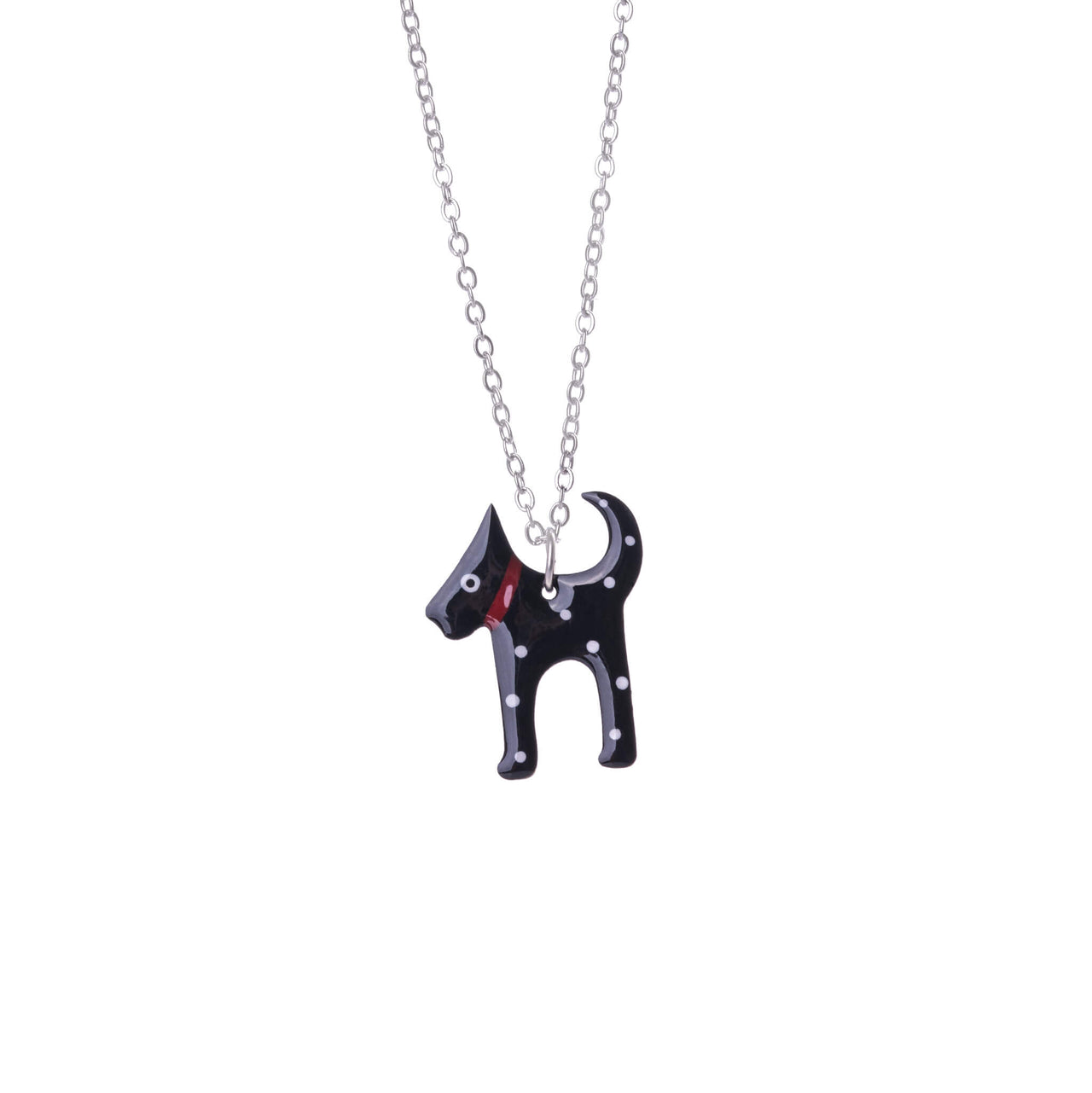 Black Dog Pendant with Polka Dots