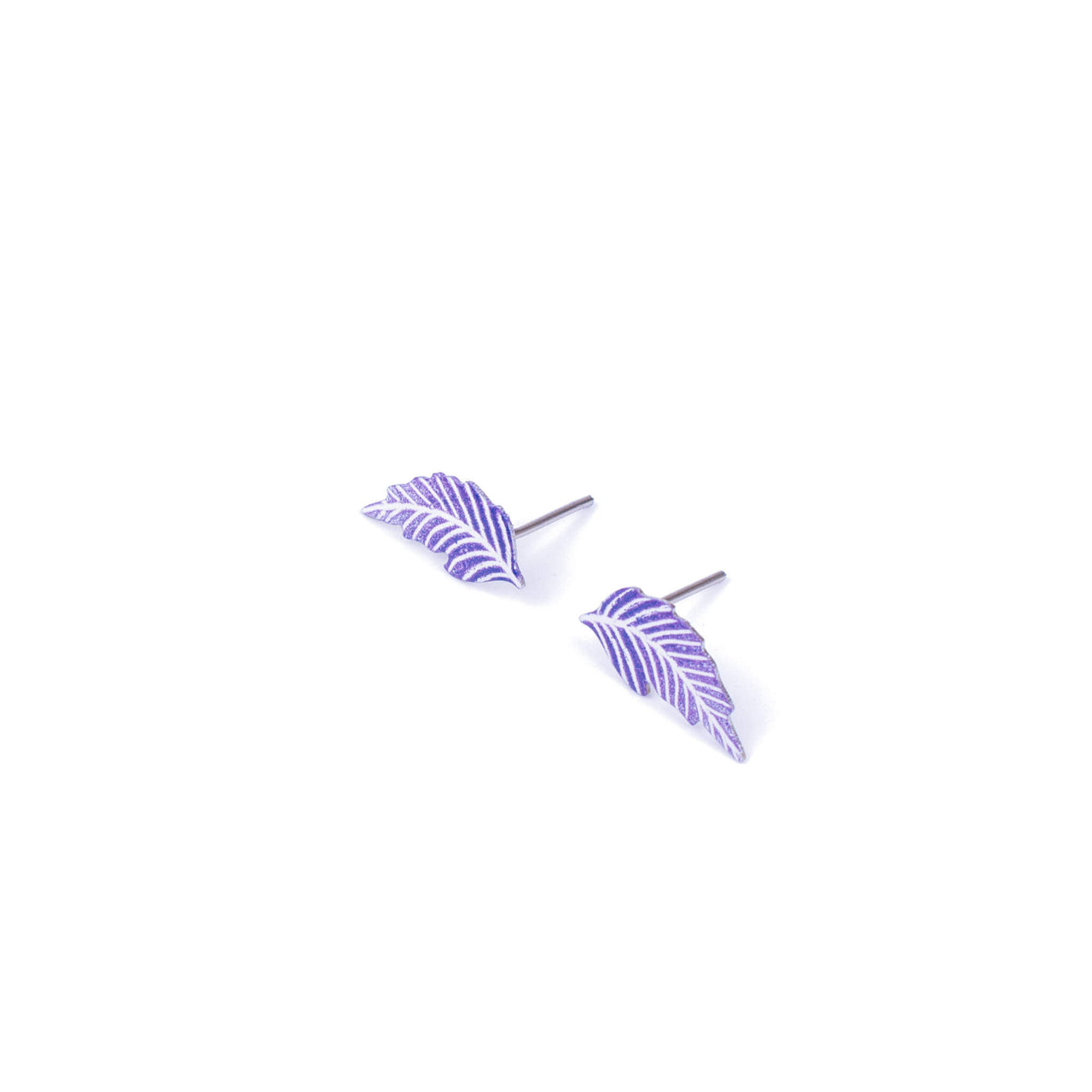Purple Feather Stud Earrings