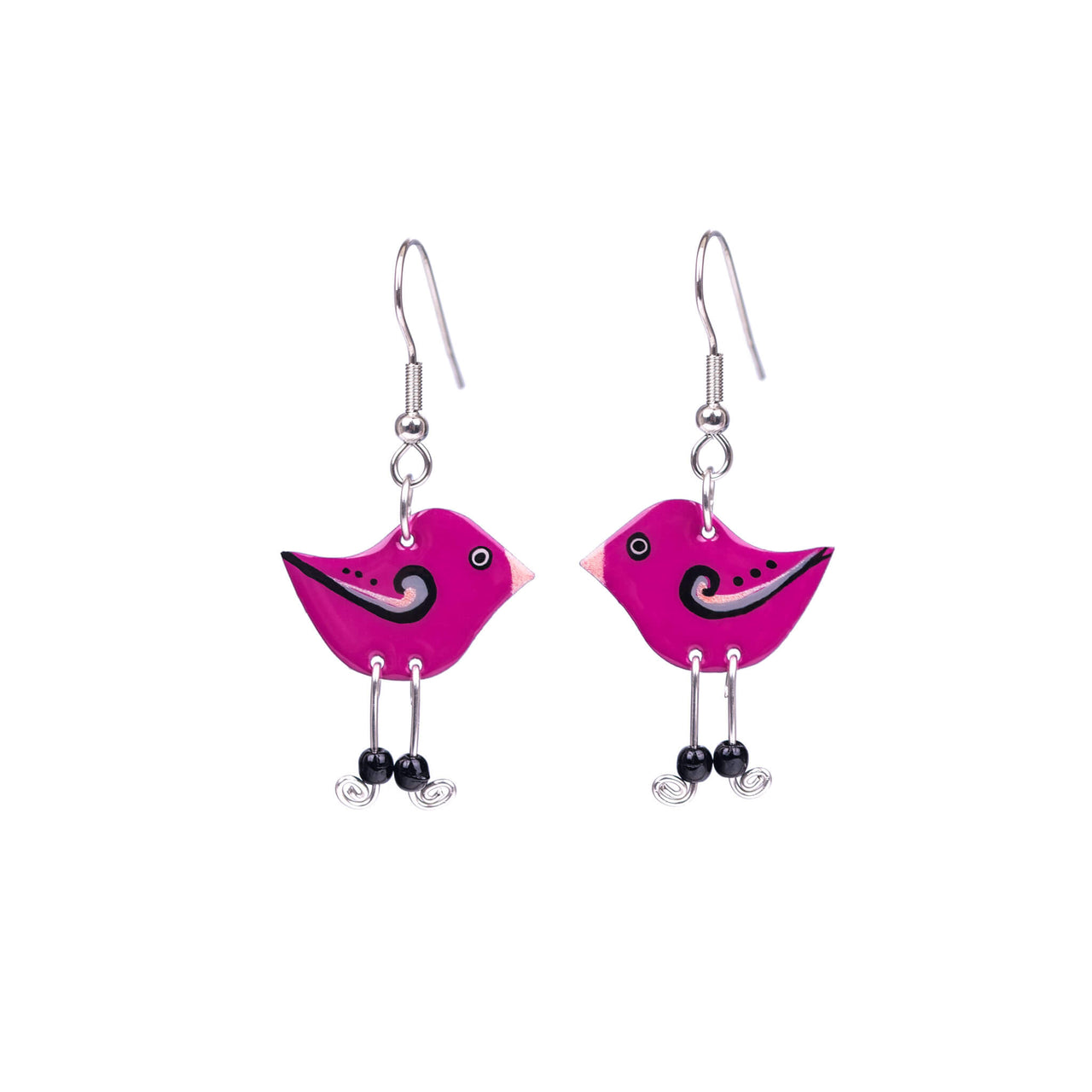 Purple bird earrings