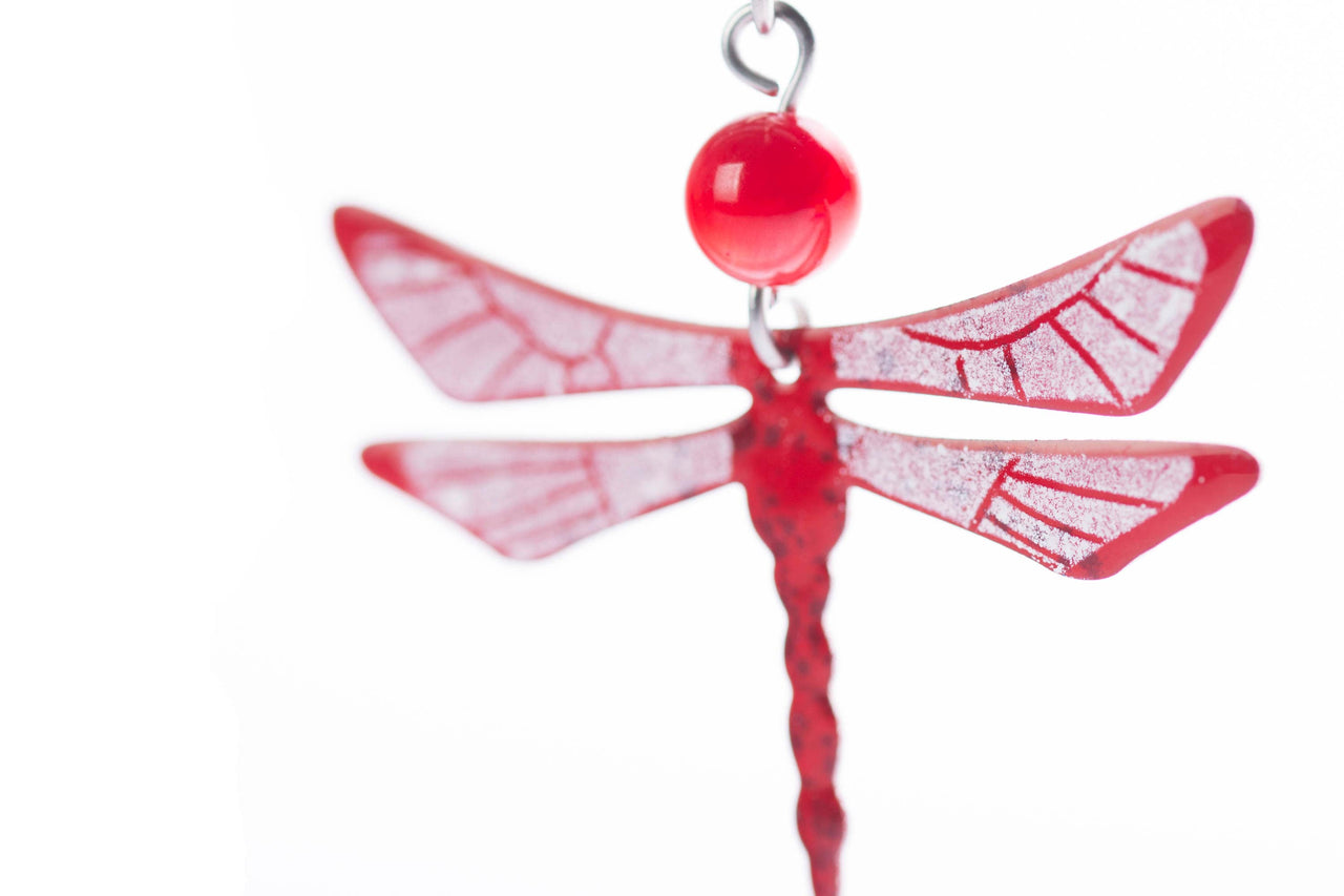 Quirky Red Dragonfly Earrings