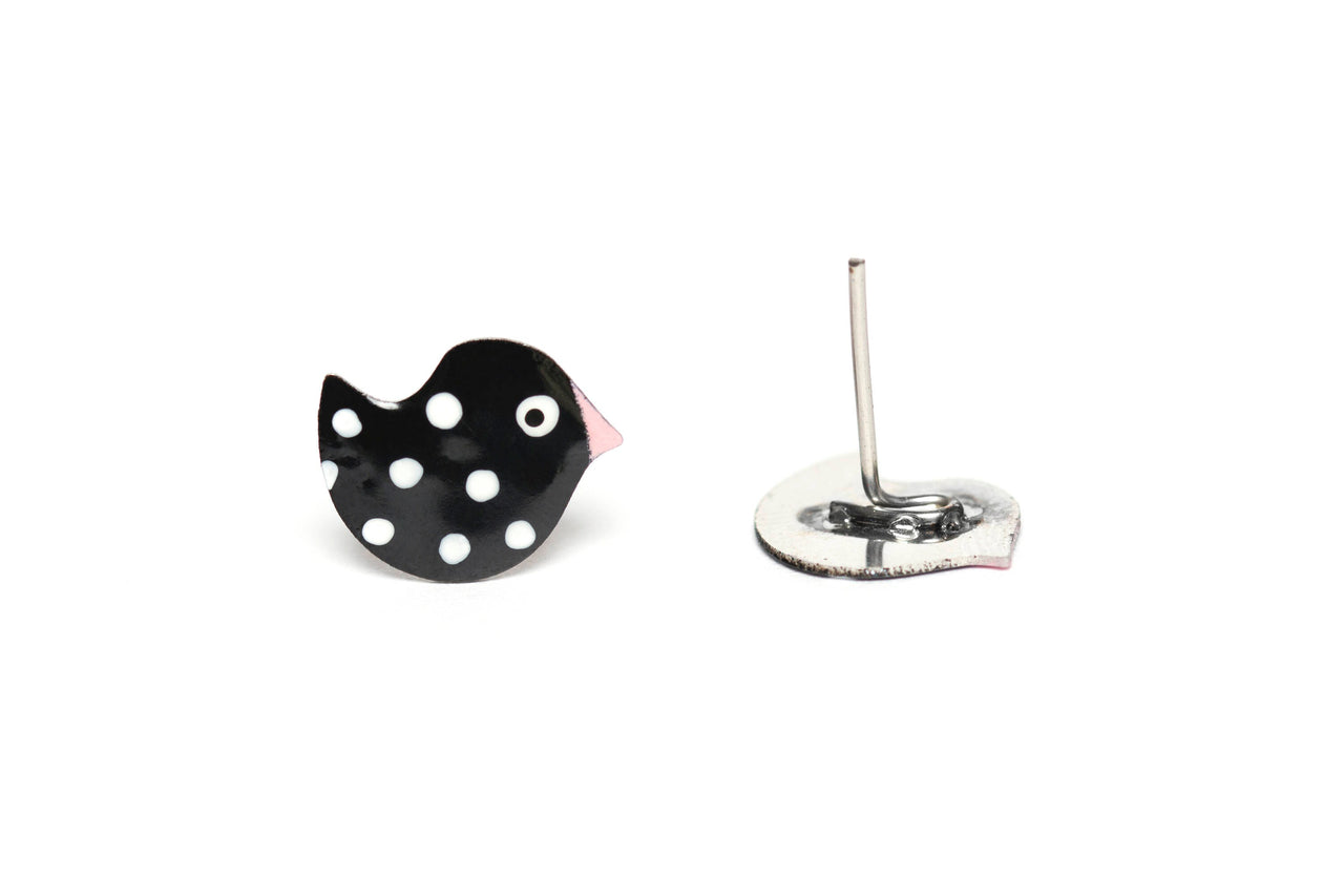 Fun Black Bird Stud Earrings