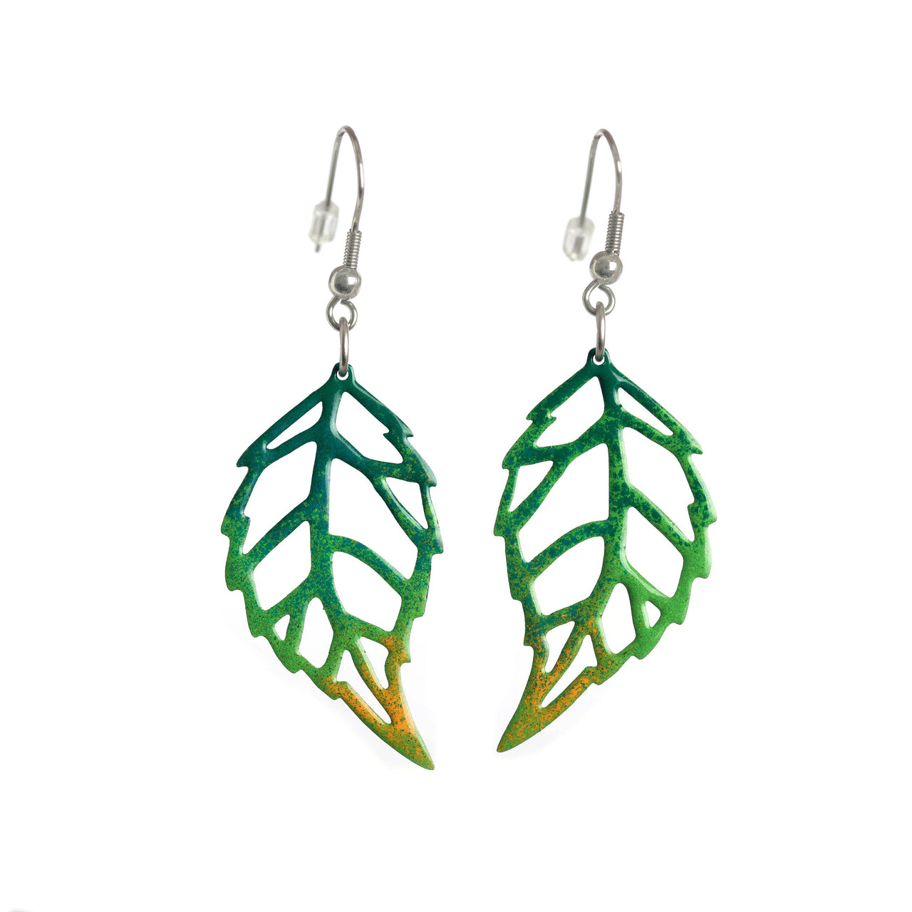 Green Leaf Dangle Earrings