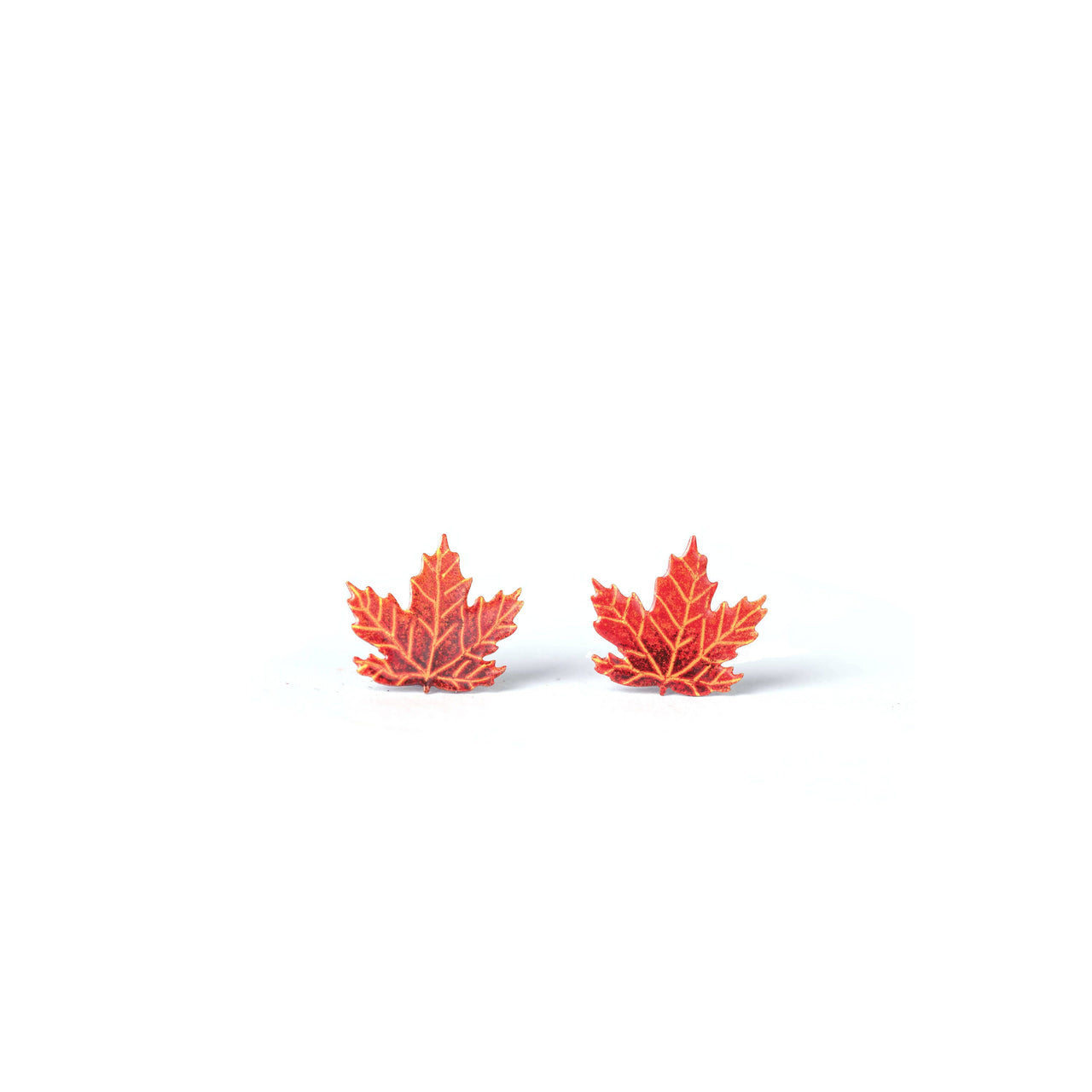 Artisan Maple Leaf Stud Earrings