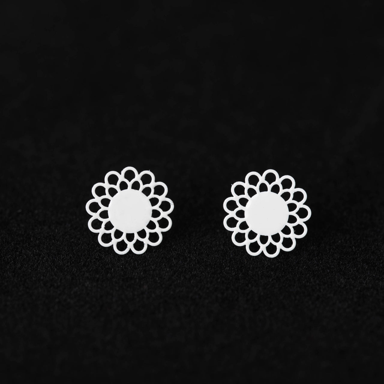 White Mandala Stud Earrings, Mandala Studs