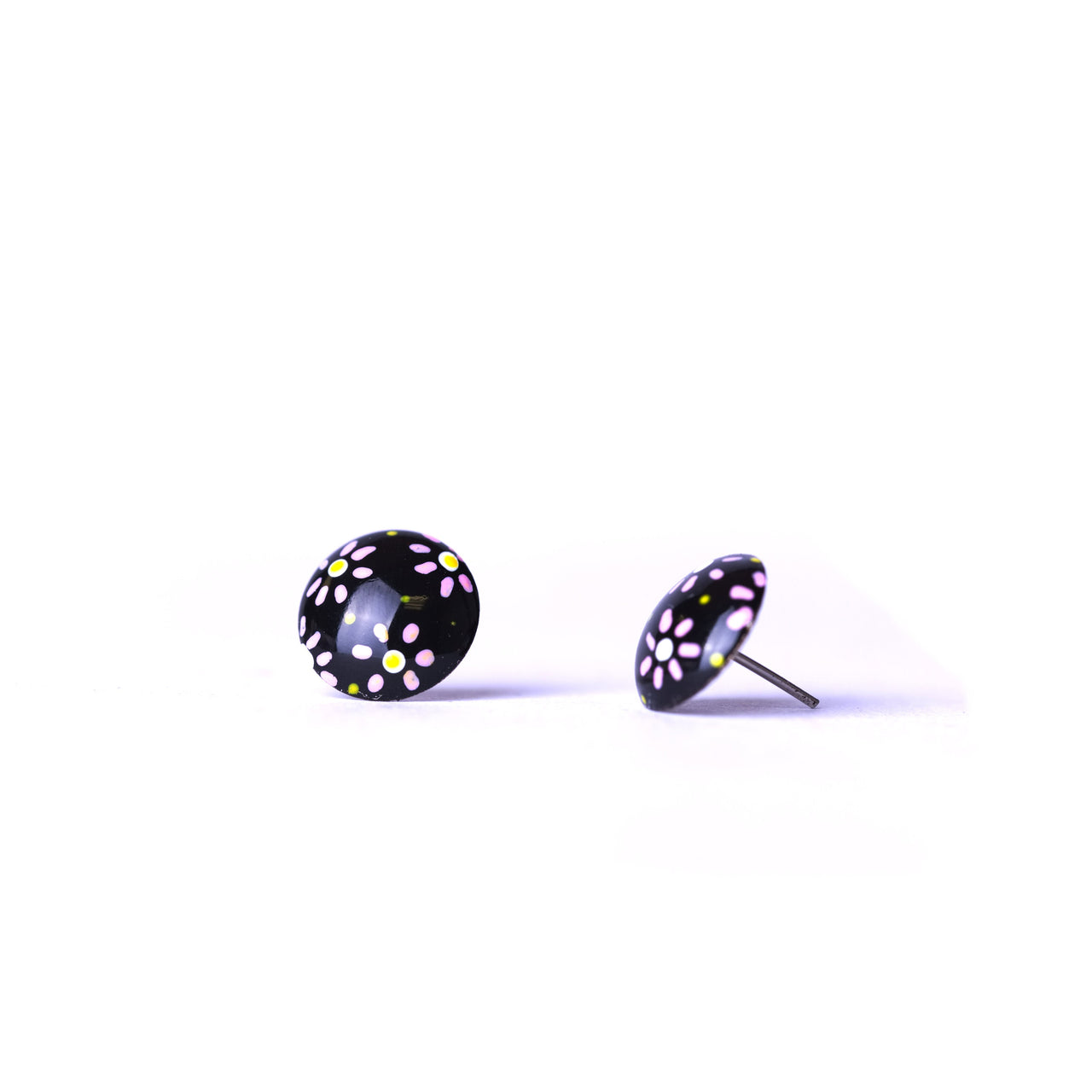 Hammered Black Dome Earrings