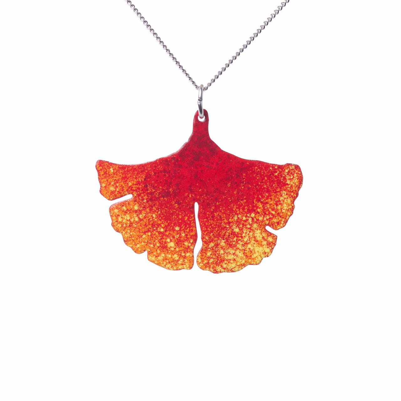 Red Ginkgo Leaf Pendant