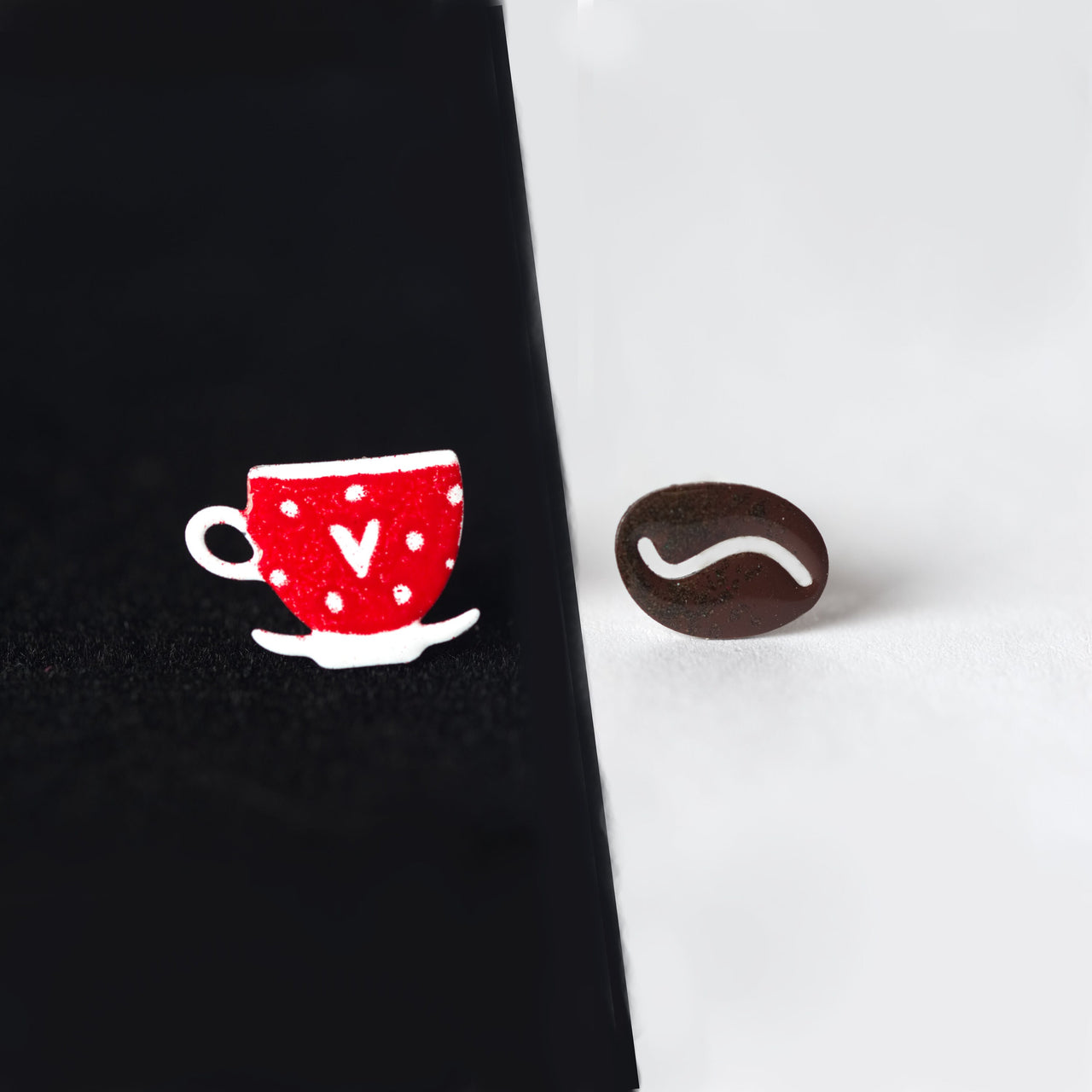 Mismatched Coffee Cup and Bean Studs
