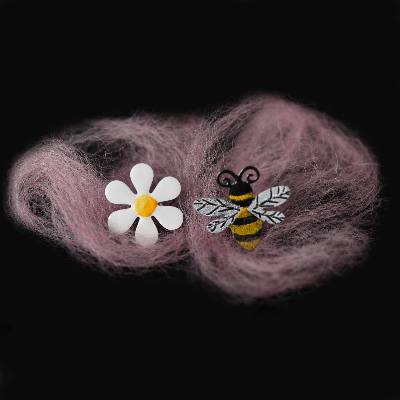 Bee and Flower Stud Earrings