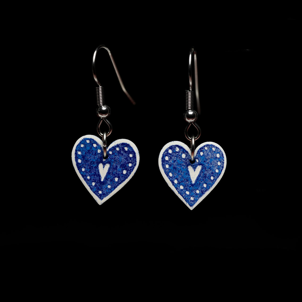 Heart Earrings with Polka Dots