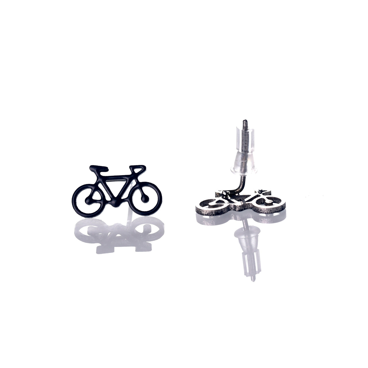 Black Bike Stud Earrings