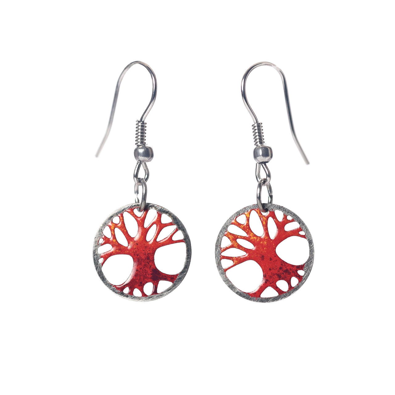 Red Tree Earrings