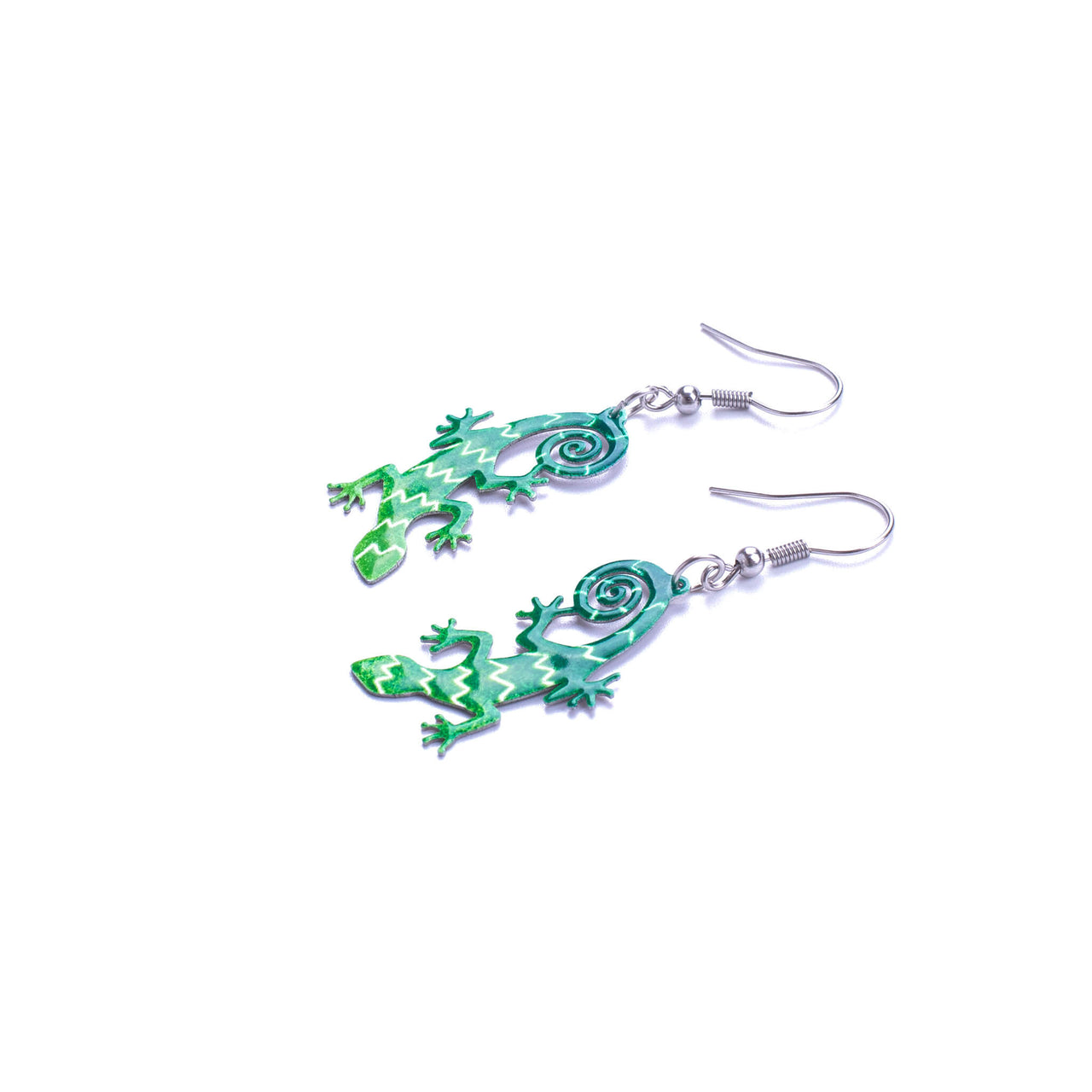 Green Lizard Earrings
